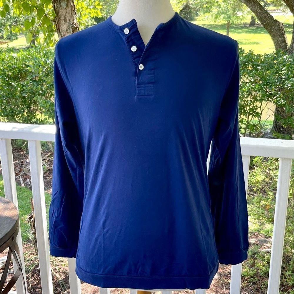 Saturdays Surf NYC Navy Blue Henley Shirt. Size Medium.
